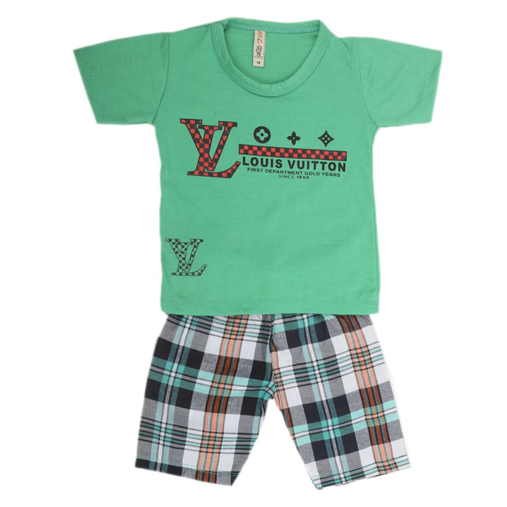 Boys Half Sleeves 2 Piece Suit - Green, Kids, Boys Sets And Suits, Chase Value, Chase Value