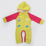 Newborn Unisex Full Sleeves Fleece Hooded Romper - Yellow, Kids, NB Boys Rompers, Chase Value, Chase Value