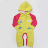 Newborn Unisex Full Sleeves Fleece Hooded Romper - Yellow, Kids, NB Boys Rompers, Chase Value, Chase Value