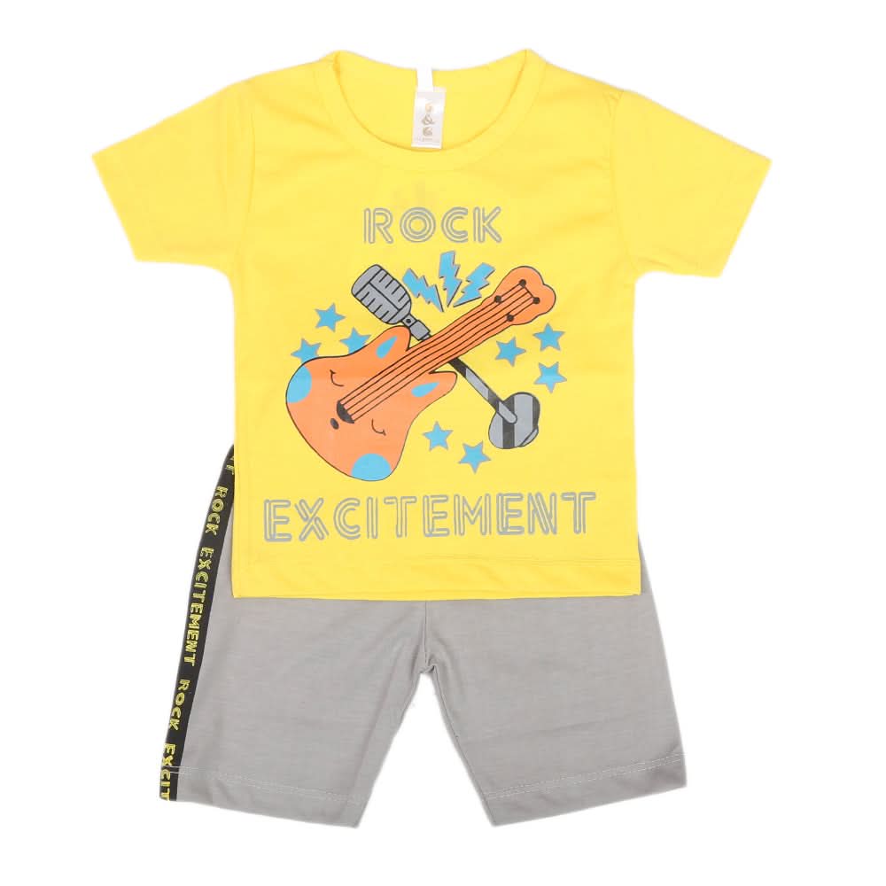 Boys Half Sleeves Short Suit  SML CVC-47-Yellow, Kids, Boys Sets And Suits, Chase Value, Chase Value