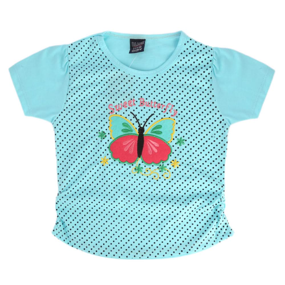 Girls H/S  T-shirt Print -L-Bule, Kids, Girls T-Shirts, Chase Value, Chase Value