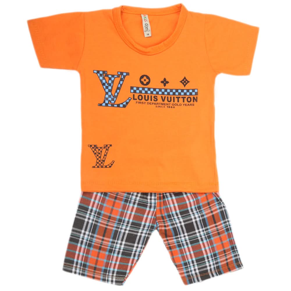 Boys Half Sleeves 2 Piece Suit - Orange, Kids, Boys Sets And Suits, Chase Value, Chase Value