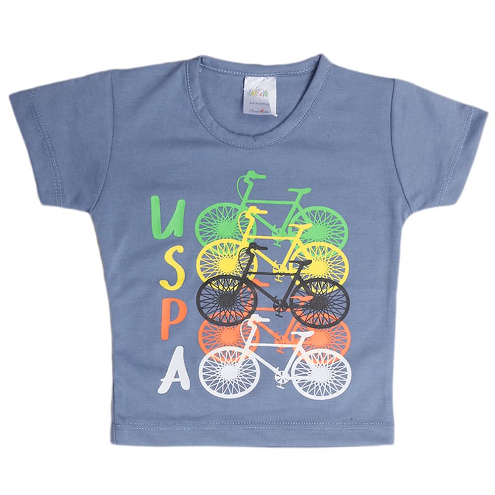 Newborn Boys Half Sleeves T-Shirt - Steel Blue, Kids, Newborn Boys Shirts And T-Shirts, Chase Value, Chase Value