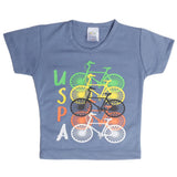 Newborn Boys Half Sleeves T-Shirt - Steel Blue, Kids, Newborn Boys Shirts And T-Shirts, Chase Value, Chase Value