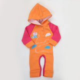 Newborn Unisex Full Sleeves Fleece Hooded Romper - Orange, Kids, NB Boys Rompers, Chase Value, Chase Value