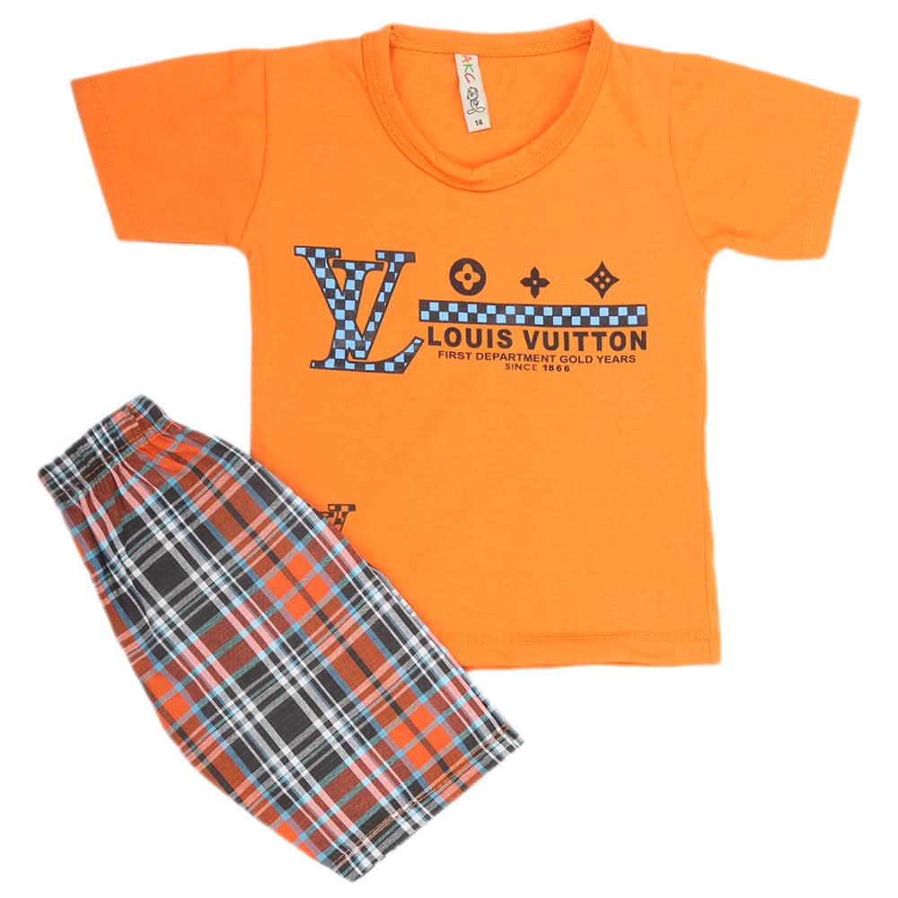 Boys Half Sleeves 2 Piece Suit - Orange, Kids, Boys Sets And Suits, Chase Value, Chase Value