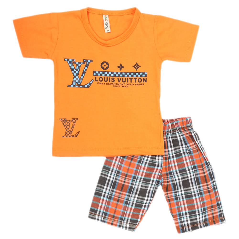 Boys Half Sleeves 2 Piece Suit - Orange, Kids, Boys Sets And Suits, Chase Value, Chase Value
