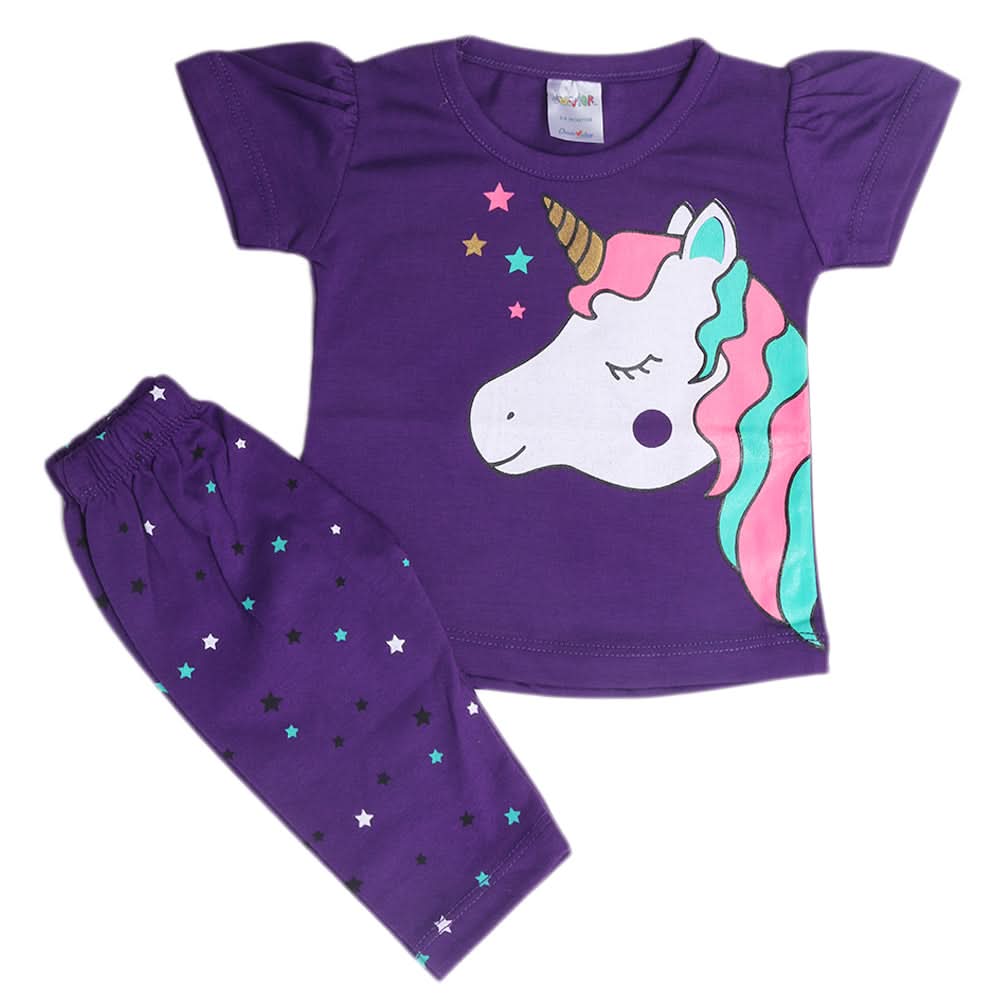 Newborn Girls Half Sleeves Suit - Purple, Kids, Newborn Girls Sets And Suits, Chase Value, Chase Value