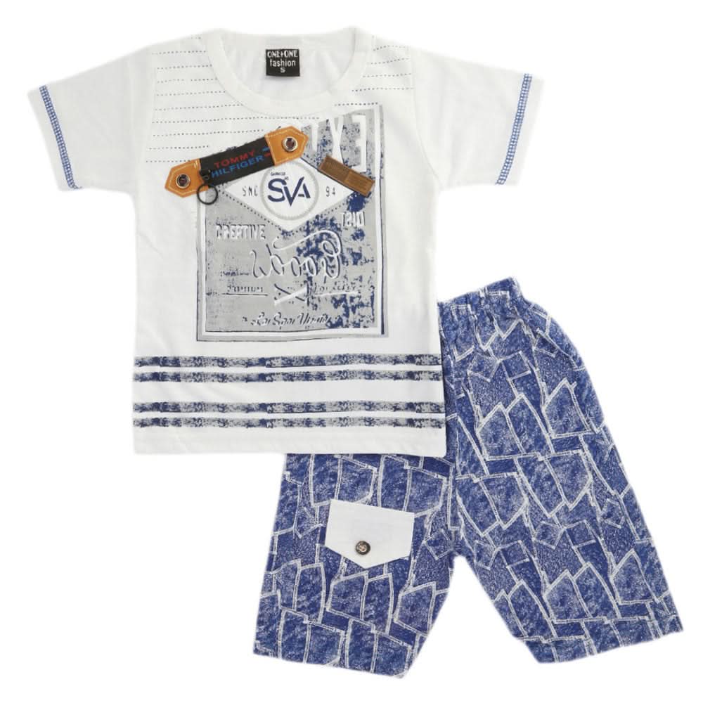 Boys Half Sleeves Suit 1187 - White, Kids, Boys Sets And Suits, Chase Value, Chase Value