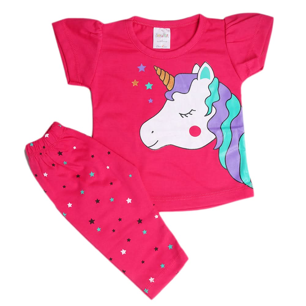 Newborn Girls Half Sleeves Suit - Dark Pink, Kids, Newborn Girls Sets And Suits, Chase Value, Chase Value