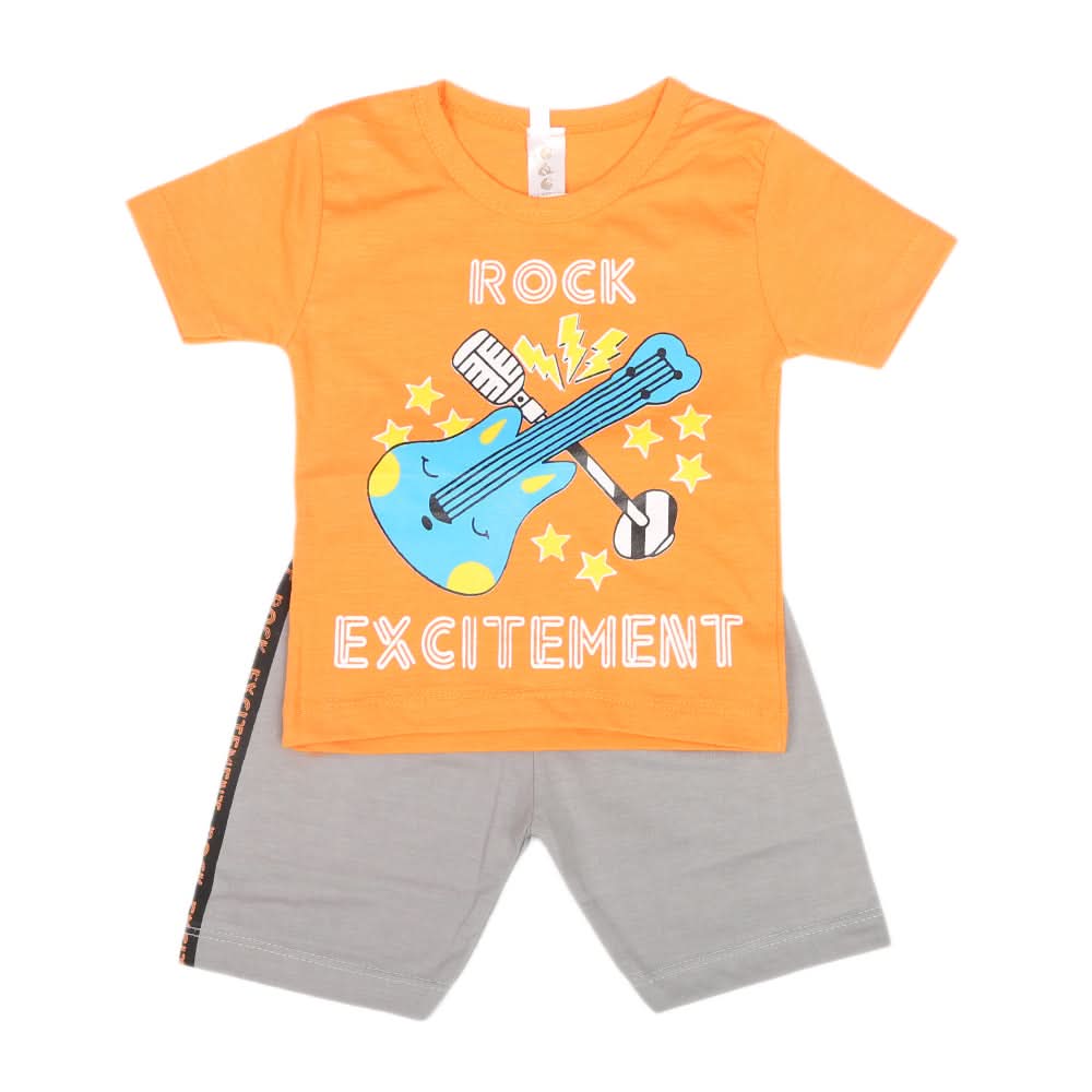 Boys Half Sleeves Short Suit  SML CVC-47-Orange, Kids, Boys Sets And Suits, Chase Value, Chase Value