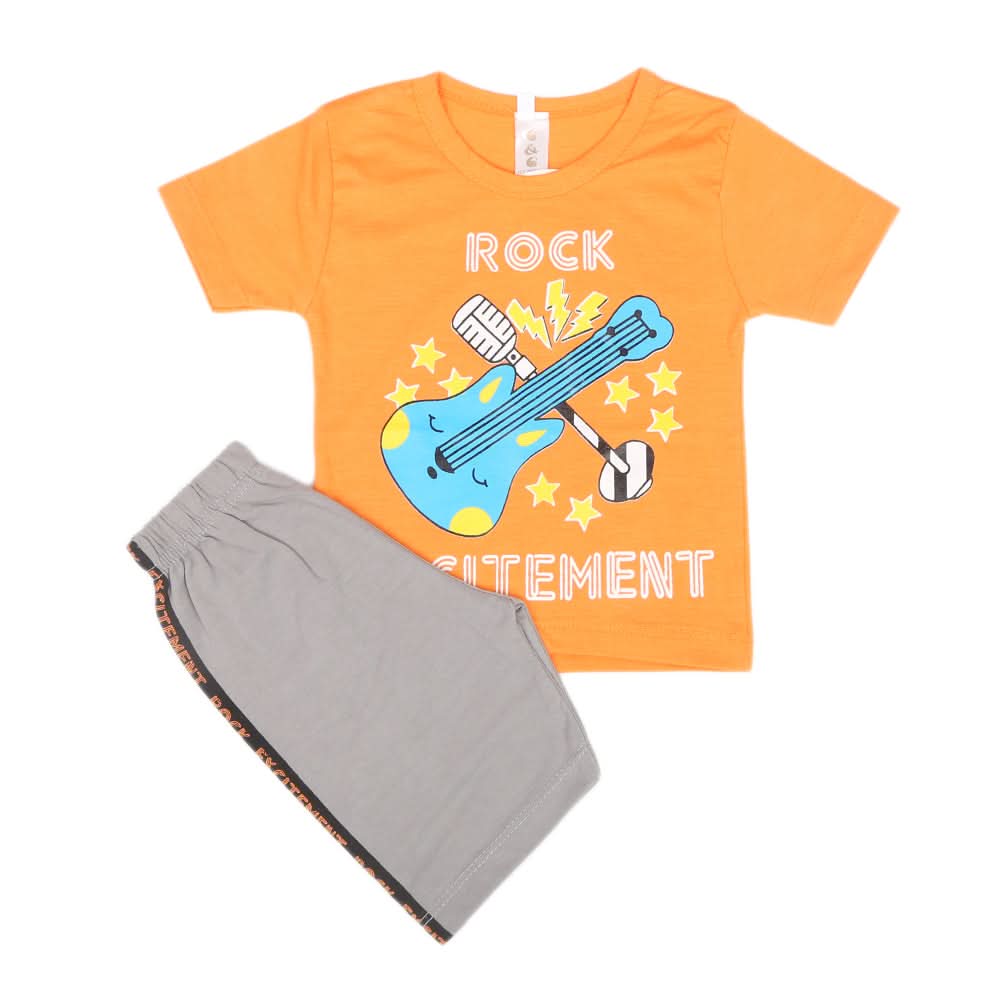 Boys Half Sleeves Short Suit  SML CVC-47-Orange, Kids, Boys Sets And Suits, Chase Value, Chase Value