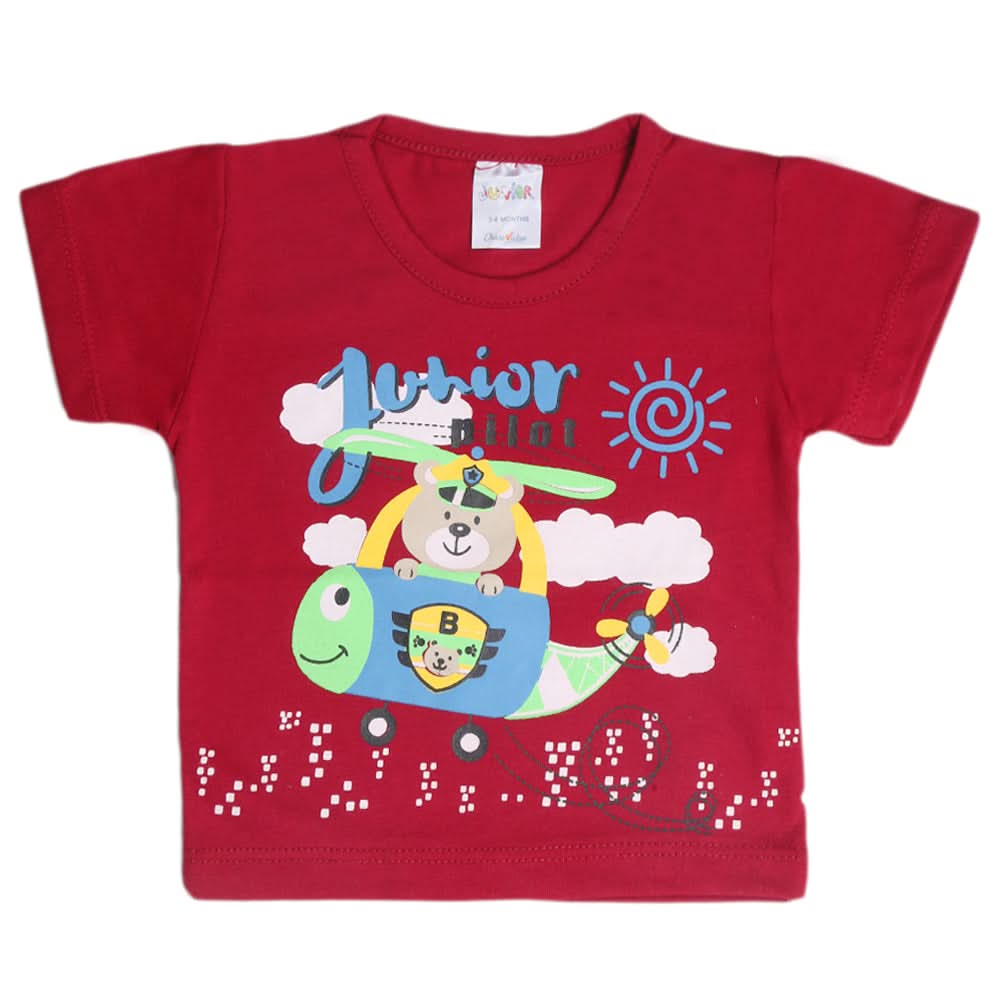 Newborn Boys Half Sleeves T-Shirt - Maroon, Kids, Newborn Boys Shirts And T-Shirts, Chase Value, Chase Value