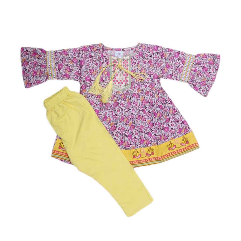Girls Fancy Embroidery Suit 2 Pcs - Purple, Kids, Girls Sets And Suits, Chase Value, Chase Value