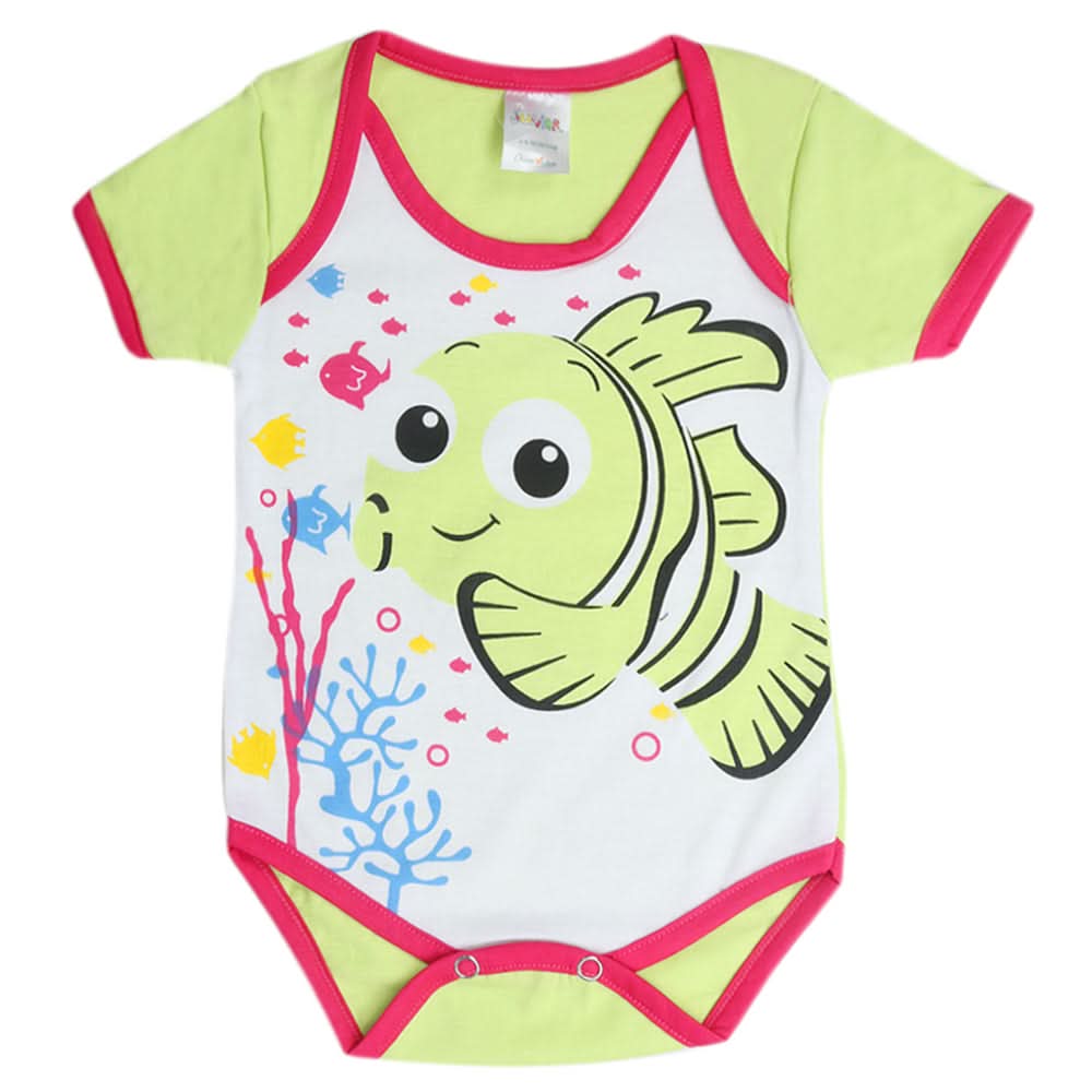 Newborn Girls Half Sleeves Romper - Green, Kids, Newborn Girls Rompers, Chase Value, Chase Value