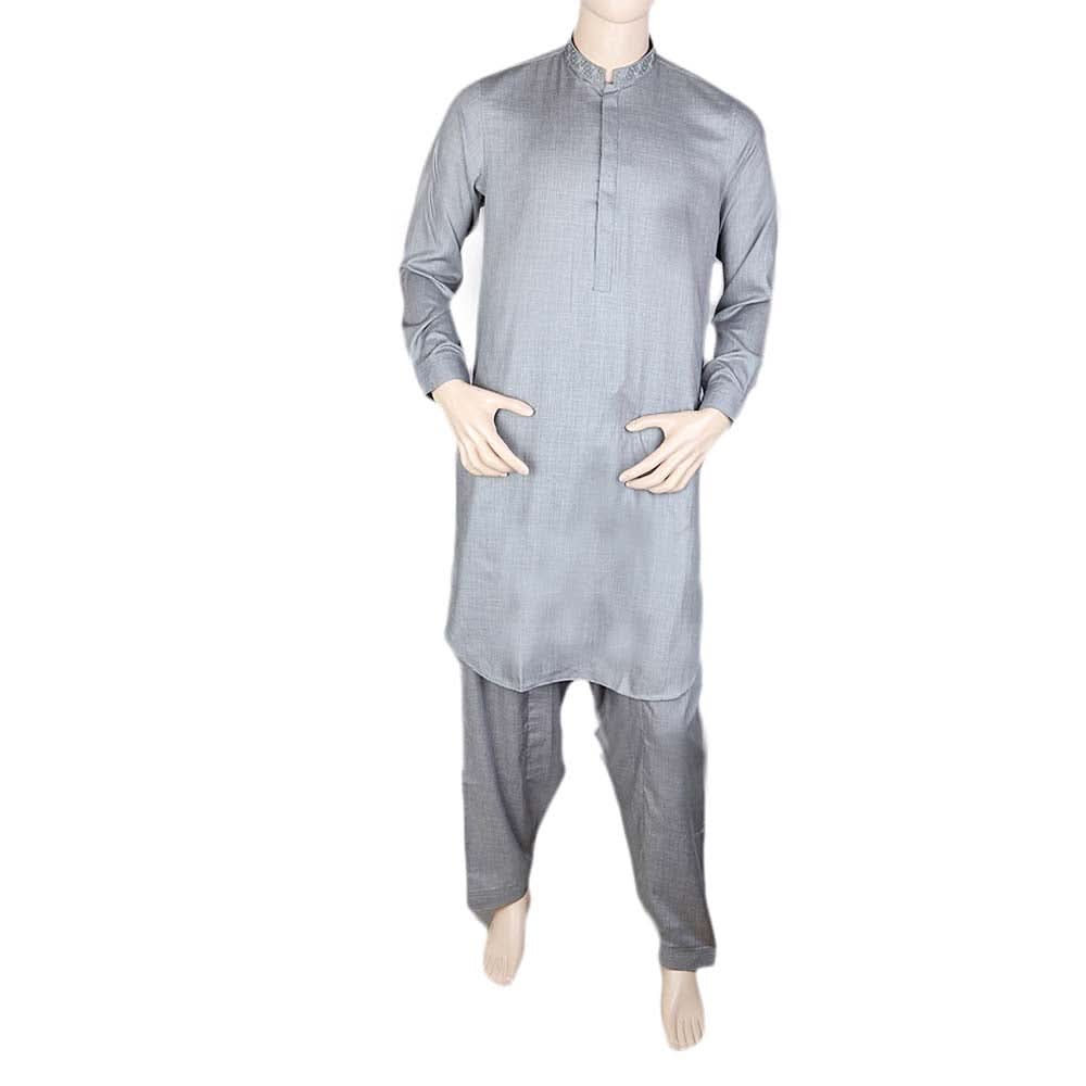 Men's Kameez Shalwar -Embroidered-Grey, Men, Shalwar Kameez, Chase Value, Chase Value