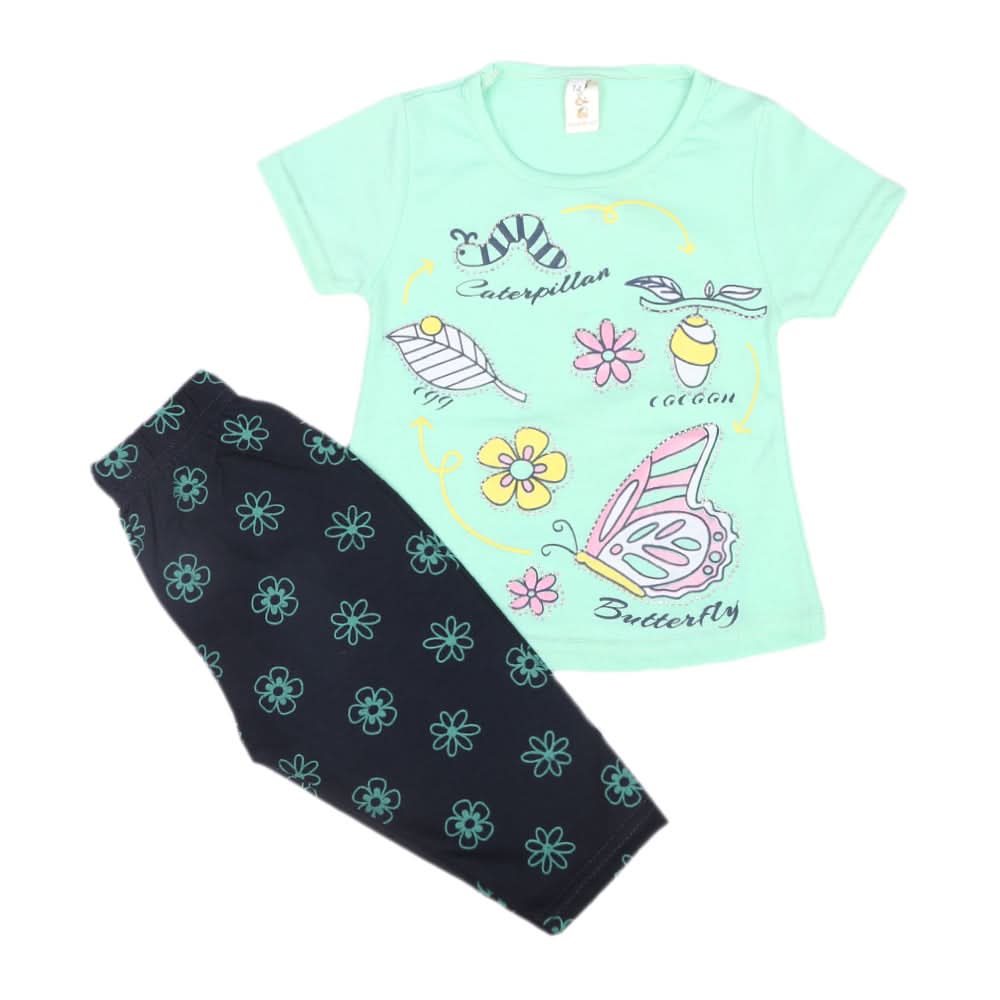 Girls Half Sleeves Tights Suits - Green, Kids, Girls Sets And Suits, Chase Value, Chase Value