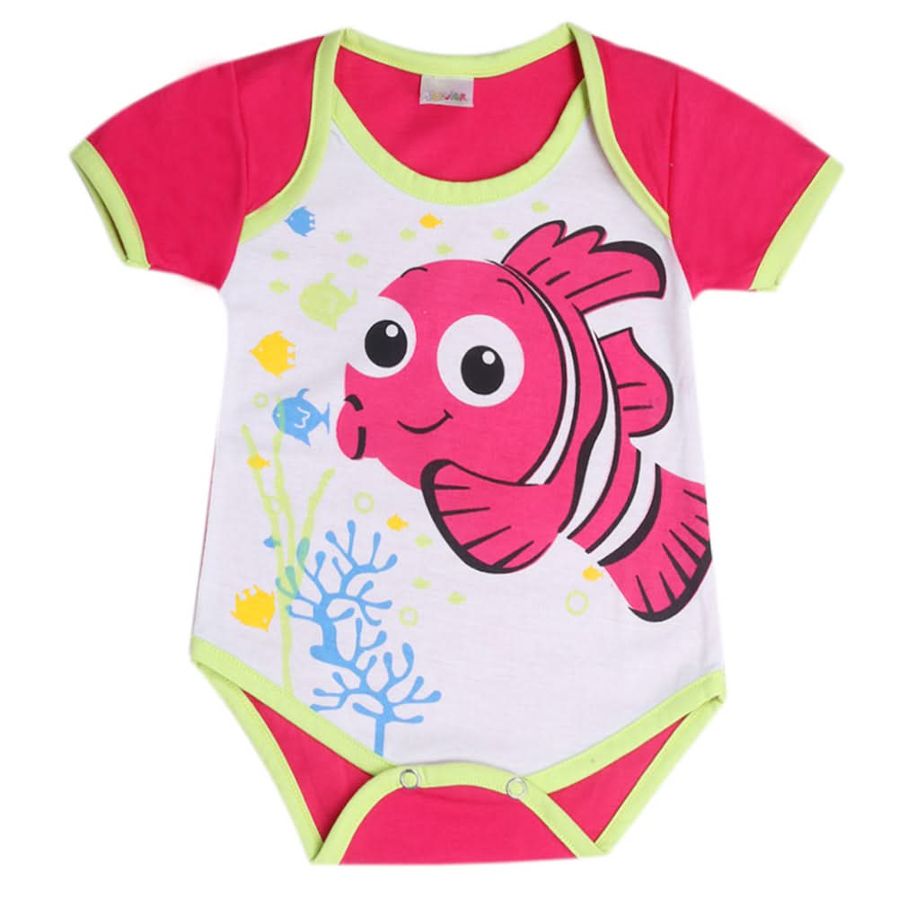 Newborn Girls Half Sleeves Romper - Dark Pink, Kids, Newborn Girls Rompers, Chase Value, Chase Value