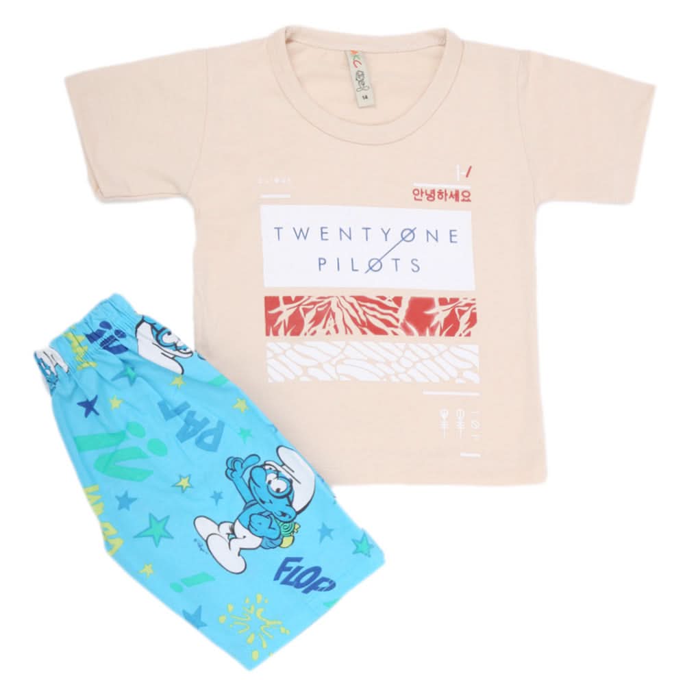 Boys Half Sleeves 2 Piece Suit - Fawn, Kids, Boys Sets And Suits, Chase Value, Chase Value