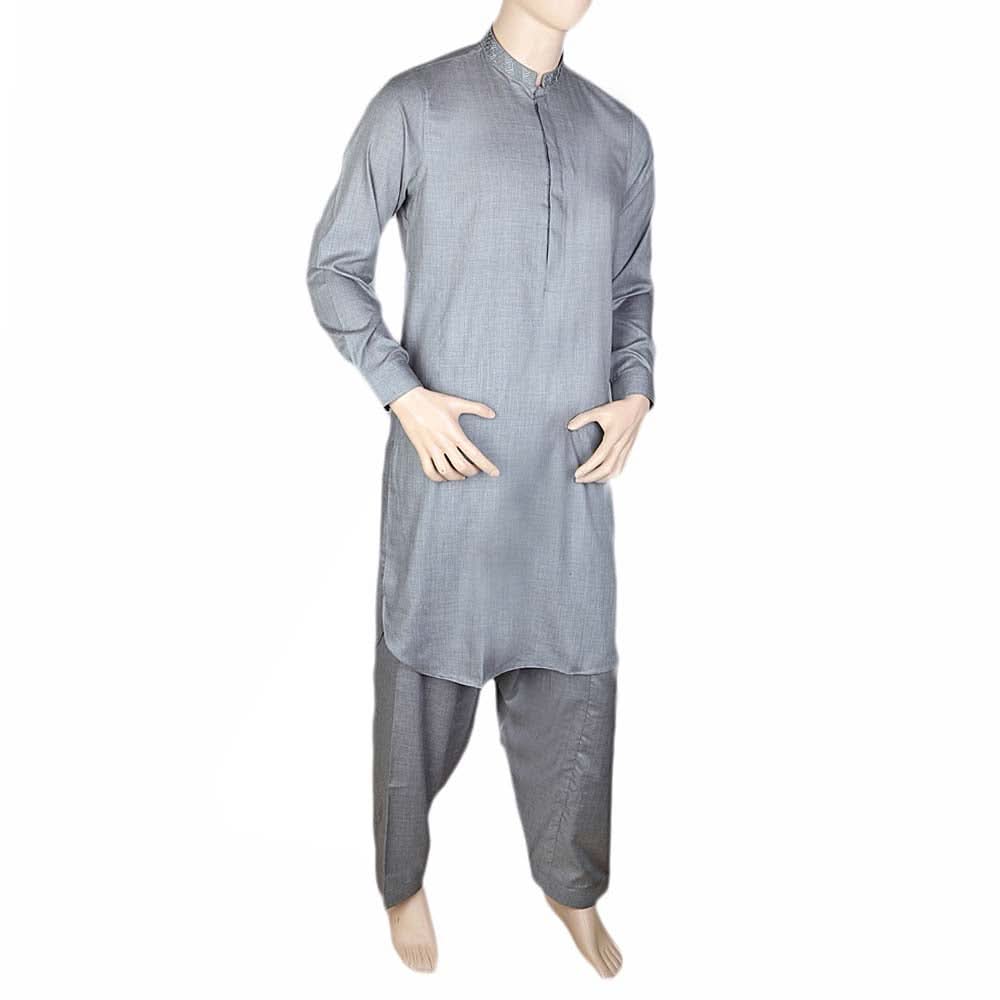 Men's Kameez Shalwar -Embroidered-Grey, Men, Shalwar Kameez, Chase Value, Chase Value