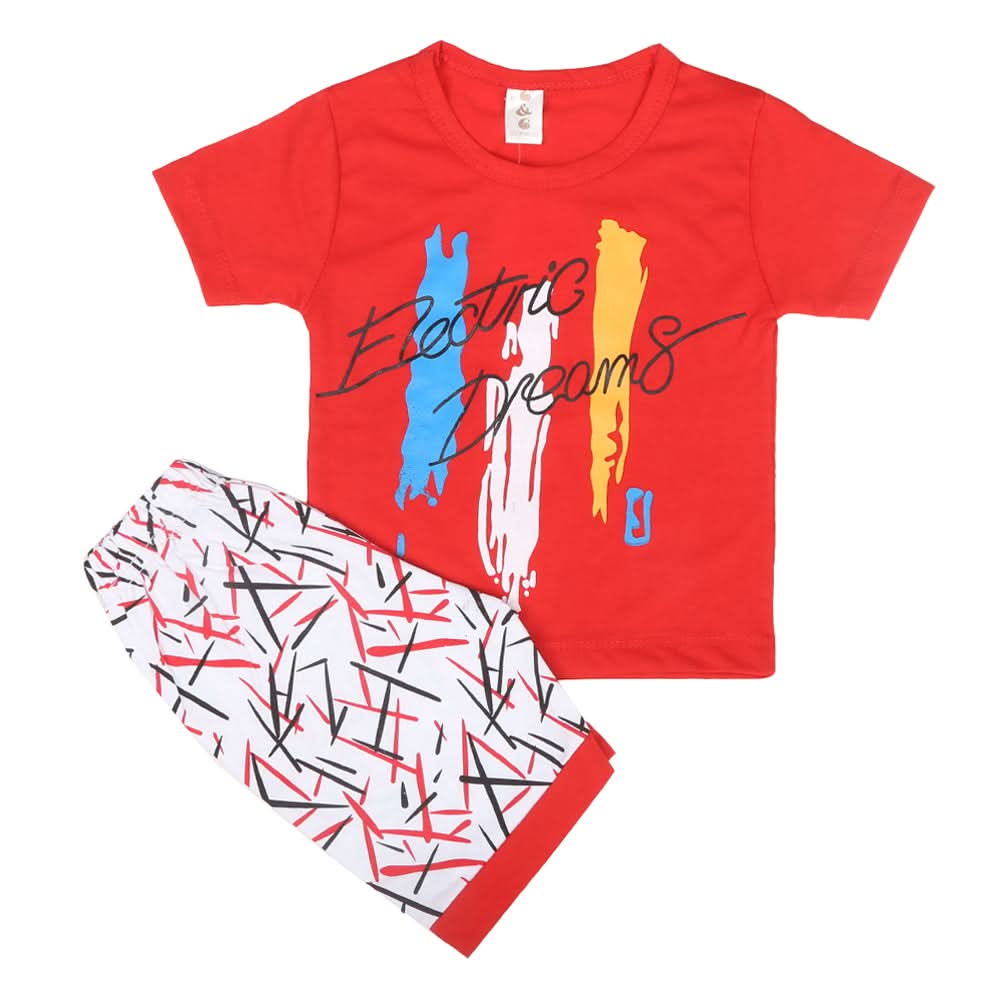 Boys Half Sleeves Short Suit  SML CVC-39-Red, Kids, Boys Sets And Suits, Chase Value, Chase Value
