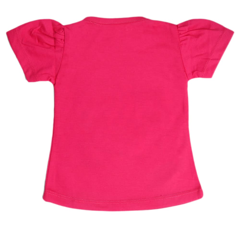 Newborn Girls Half Sleeves T-Shirt - Dark Pink, Kids, Newborn Girls T-Shirts, Chase Value, Chase Value