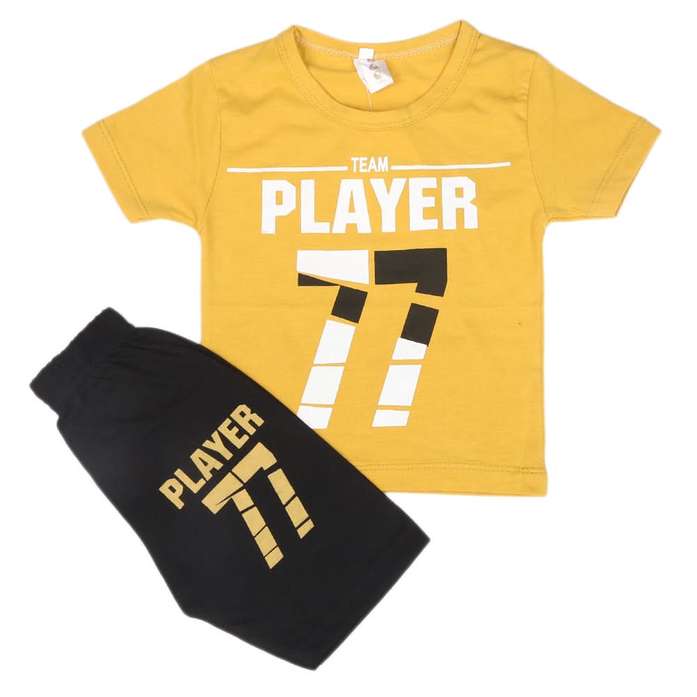 Boys Half Sleeves Short Suit  SML CVC-48-Mustard, Kids, Boys Sets And Suits, Chase Value, Chase Value