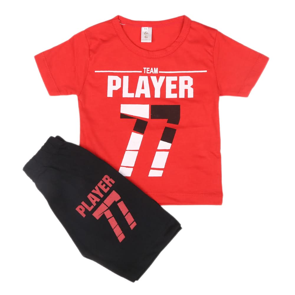 Boys Half Sleeves Short Suit  SML CVC-48-Red, Kids, Boys Sets And Suits, Chase Value, Chase Value