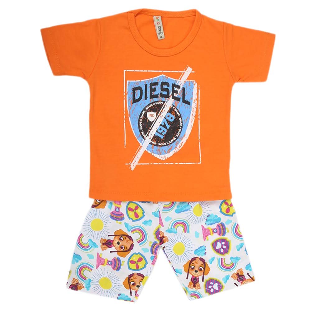 Boys Half Sleeves 2 Piece Suit - Orange, Kids, Boys Sets And Suits, Chase Value, Chase Value