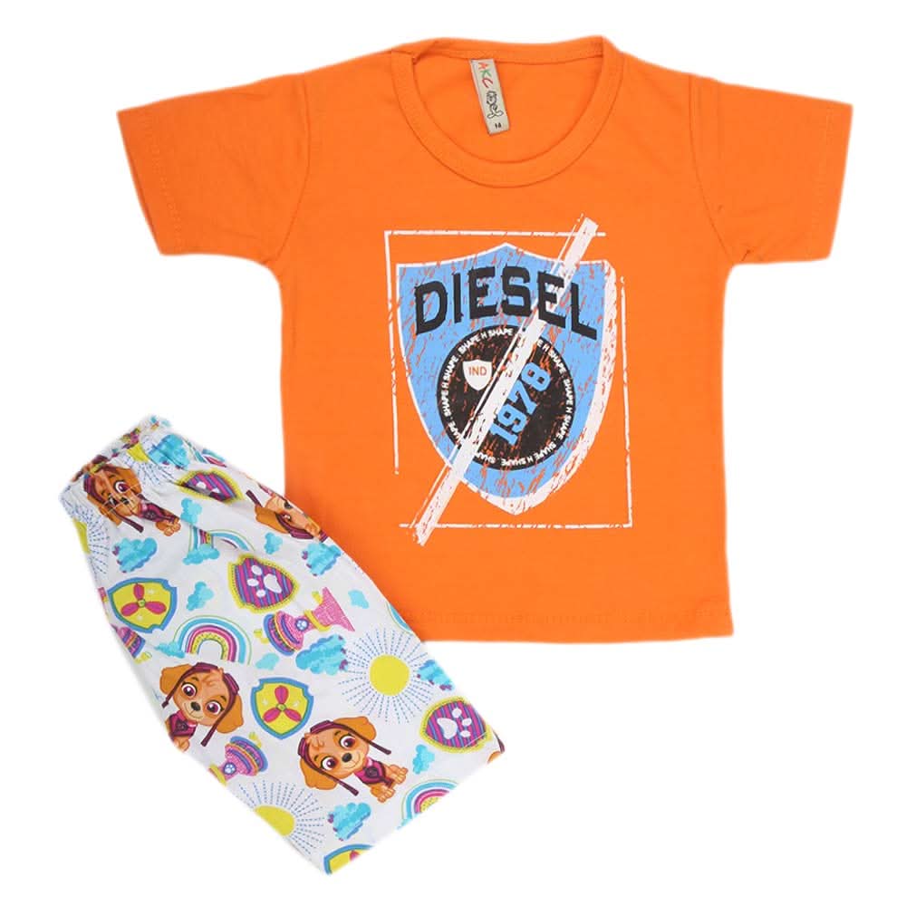 Boys Half Sleeves 2 Piece Suit - Orange, Kids, Boys Sets And Suits, Chase Value, Chase Value