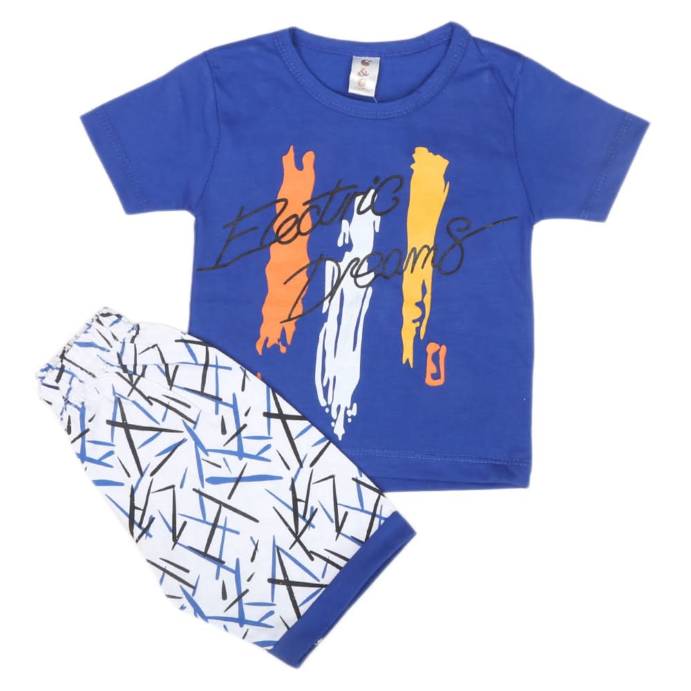 Boys Half Sleeves Short Suit  SML CVC-39-Blue, Kids, Boys Sets And Suits, Chase Value, Chase Value