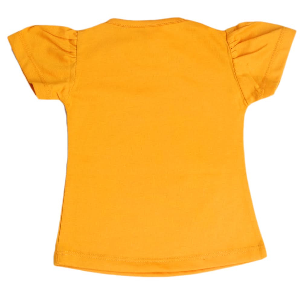 Newborn Girls Half Sleeves T-Shirt - Mustard, Kids, Newborn Girls T-Shirts, Chase Value, Chase Value
