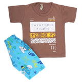Boys Half Sleeves 2 Piece Suit - Coffee, Kids, Boys Sets And Suits, Chase Value, Chase Value