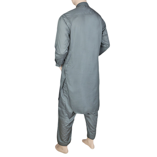 Eminent Band Collar Embroidered Shalwar Kameez For Men - Dark Green, Men, Shalwar Kameez, Chase Value, Chase Value