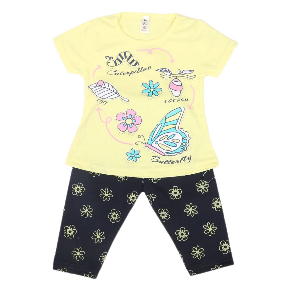Girls Half Sleeves Tights Suits - Yellow, Kids, Girls Sets And Suits, Chase Value, Chase Value