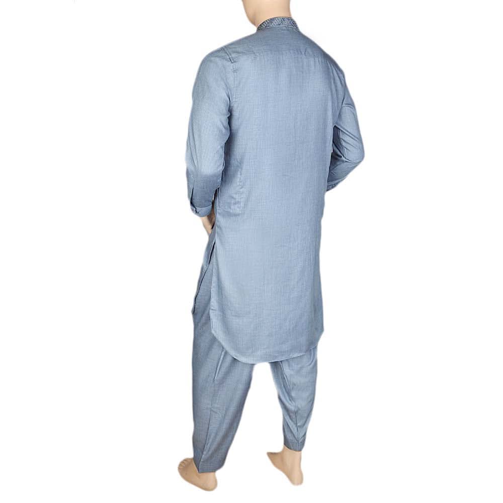 Men's Kameez Shalwar -Embroidered-Steel Blue, Men, Shalwar Kameez, Chase Value, Chase Value