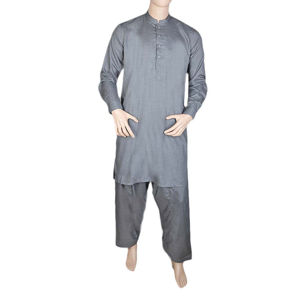 Eminent Band Collar Plain Shalwar Kameez For Men - Light Grey, Men, Shalwar Kameez, Chase Value, Chase Value