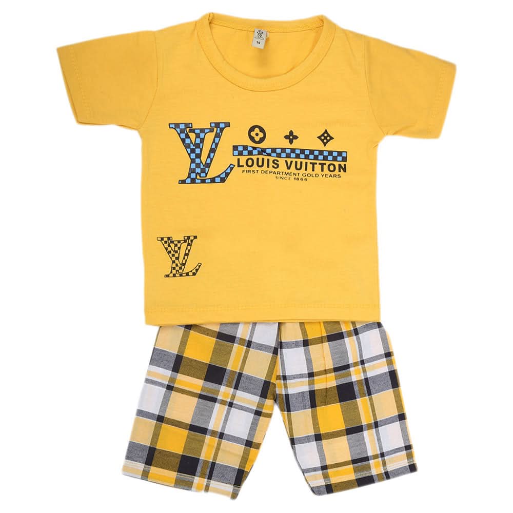 Boys Half Sleeves 2 Piece Suit - Yellow, Kids, Boys Sets And Suits, Chase Value, Chase Value
