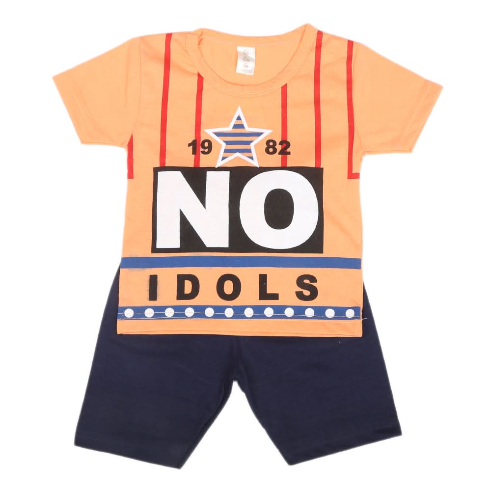 Boys Half Sleeves Short Suit  SML CVC-41-Orange, Kids, Boys Sets And Suits, Chase Value, Chase Value