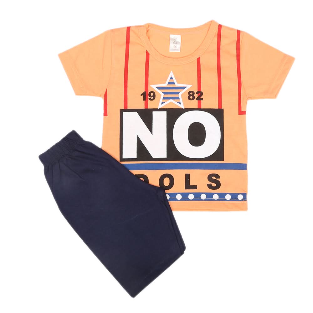 Boys Half Sleeves Short Suit  SML CVC-41-Orange, Kids, Boys Sets And Suits, Chase Value, Chase Value