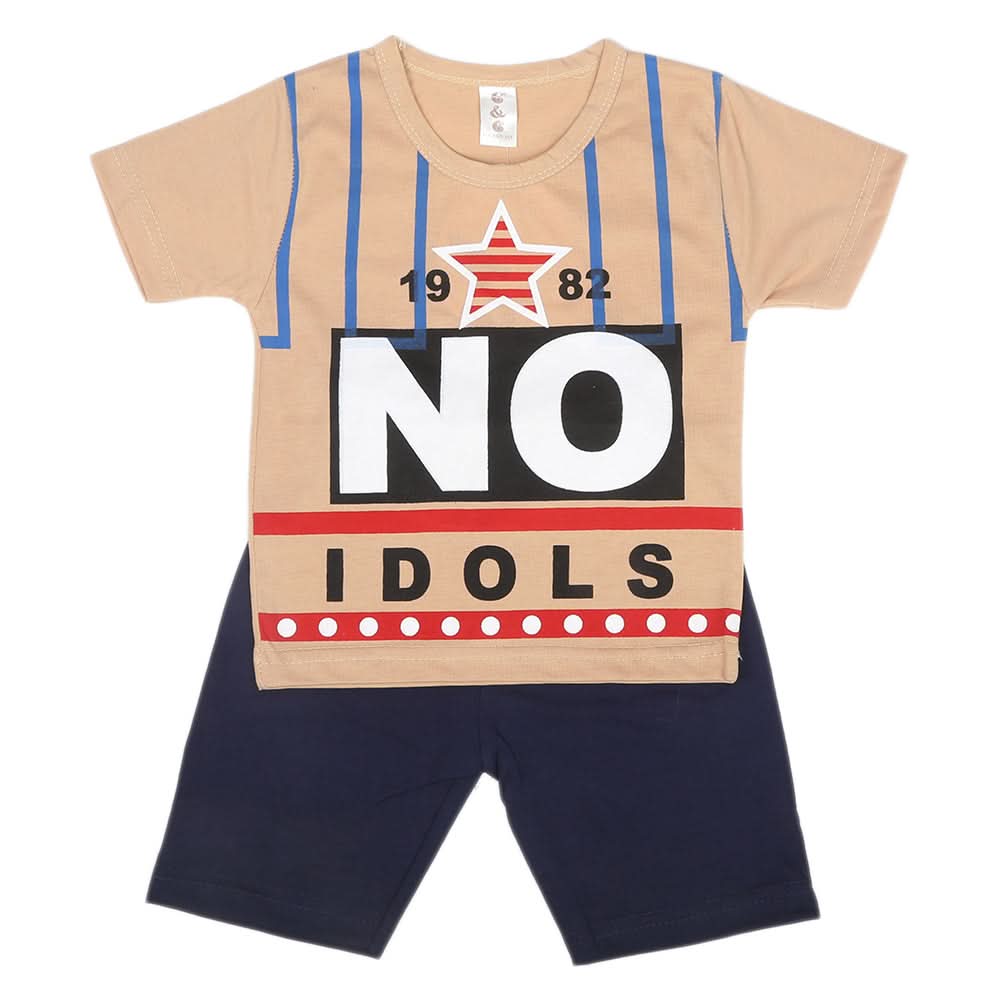 Boys Half Sleeves Short Suit  SML CVC-41-Brown, Kids, Boys Sets And Suits, Chase Value, Chase Value