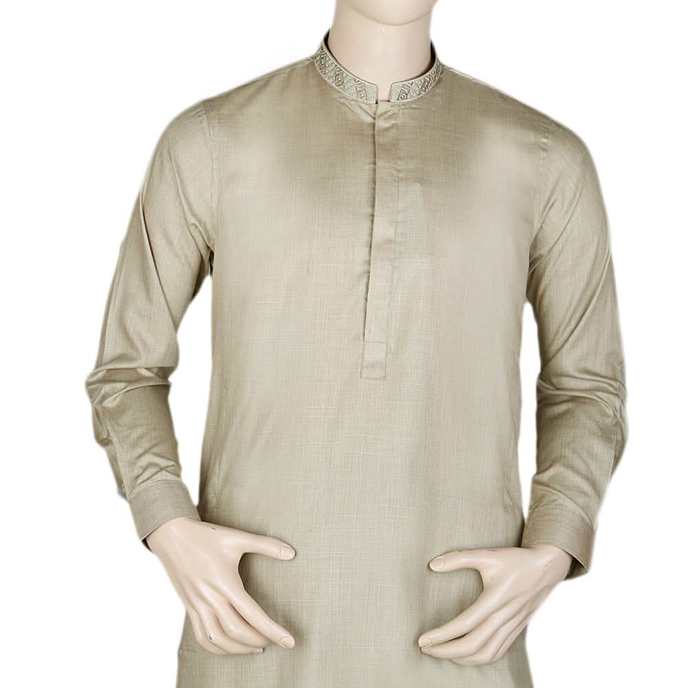 Men's Kameez Shalwar -Embroidered- Khaki, Men, Shalwar Kameez, Chase Value, Chase Value