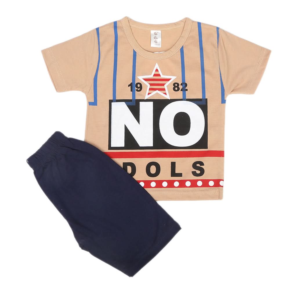 Boys Half Sleeves Short Suit  SML CVC-41-Brown, Kids, Boys Sets And Suits, Chase Value, Chase Value