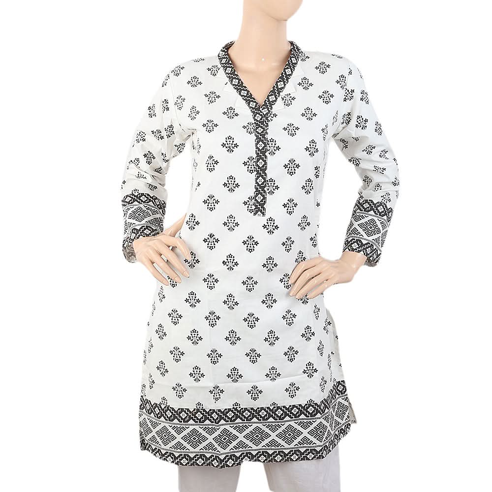 Women's Fancy Printed Wool Kurti - White, Women, Ready Kurtis, Chase Value, Chase Value