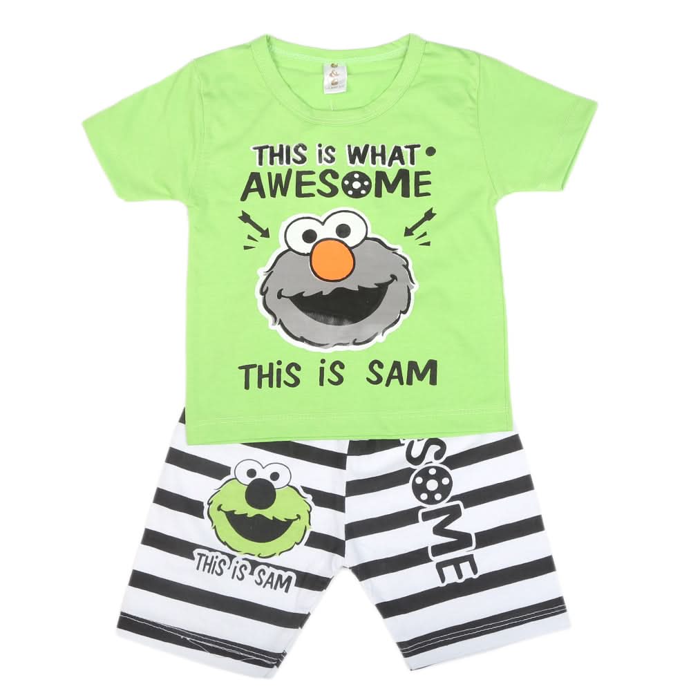 Boys Half Sleeves Short Suit  SML CVC-35-Green, Kids, Boys Sets And Suits, Chase Value, Chase Value