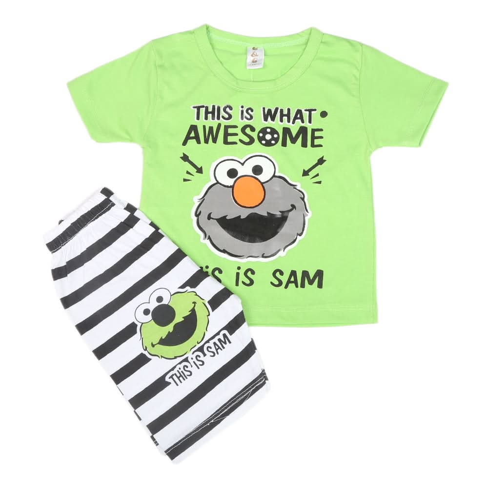 Boys Half Sleeves Short Suit  SML CVC-35-Green, Kids, Boys Sets And Suits, Chase Value, Chase Value
