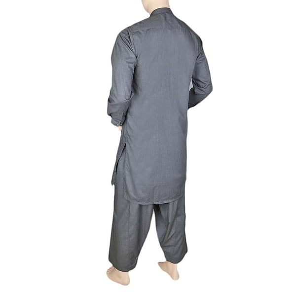 Eminent Band Collar Plain Shalwar Kameez For Men - Grey, Men, Shalwar Kameez, Chase Value, Chase Value