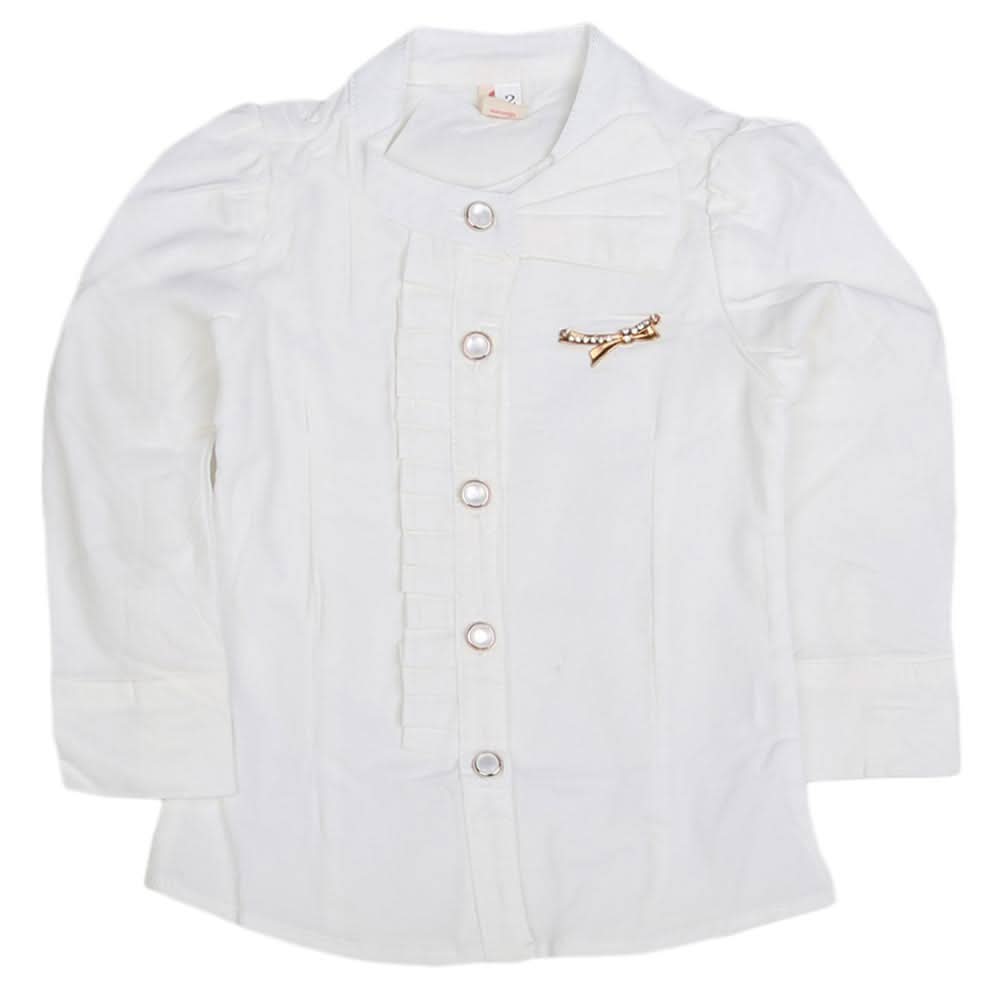 Girls Full Sleeves Shirt - White, Kids, Tops, Chase Value, Chase Value