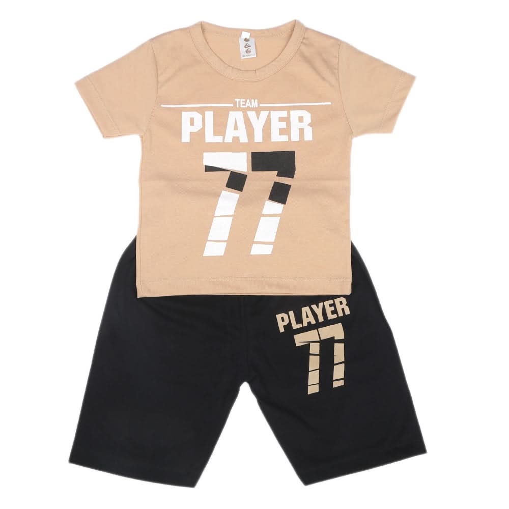 Boys Half Sleeves Short Suit  SML CVC-48-Beige, Kids, Boys Sets And Suits, Chase Value, Chase Value