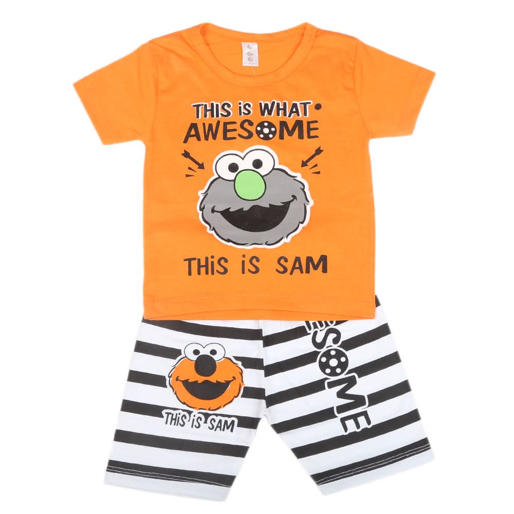 Boys Half Sleeves Short Suit  SML CVC-35-Orange, Kids, Boys Sets And Suits, Chase Value, Chase Value